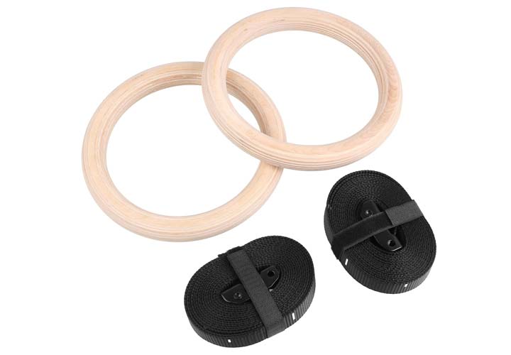 Coppia Anelli Ginnastica in Legno con Strap 3,8 mm Jk fitness