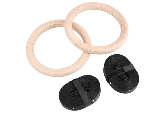 Coppia Anelli Ginnastica in Legno con Strap 3,8 mm Jk fitness